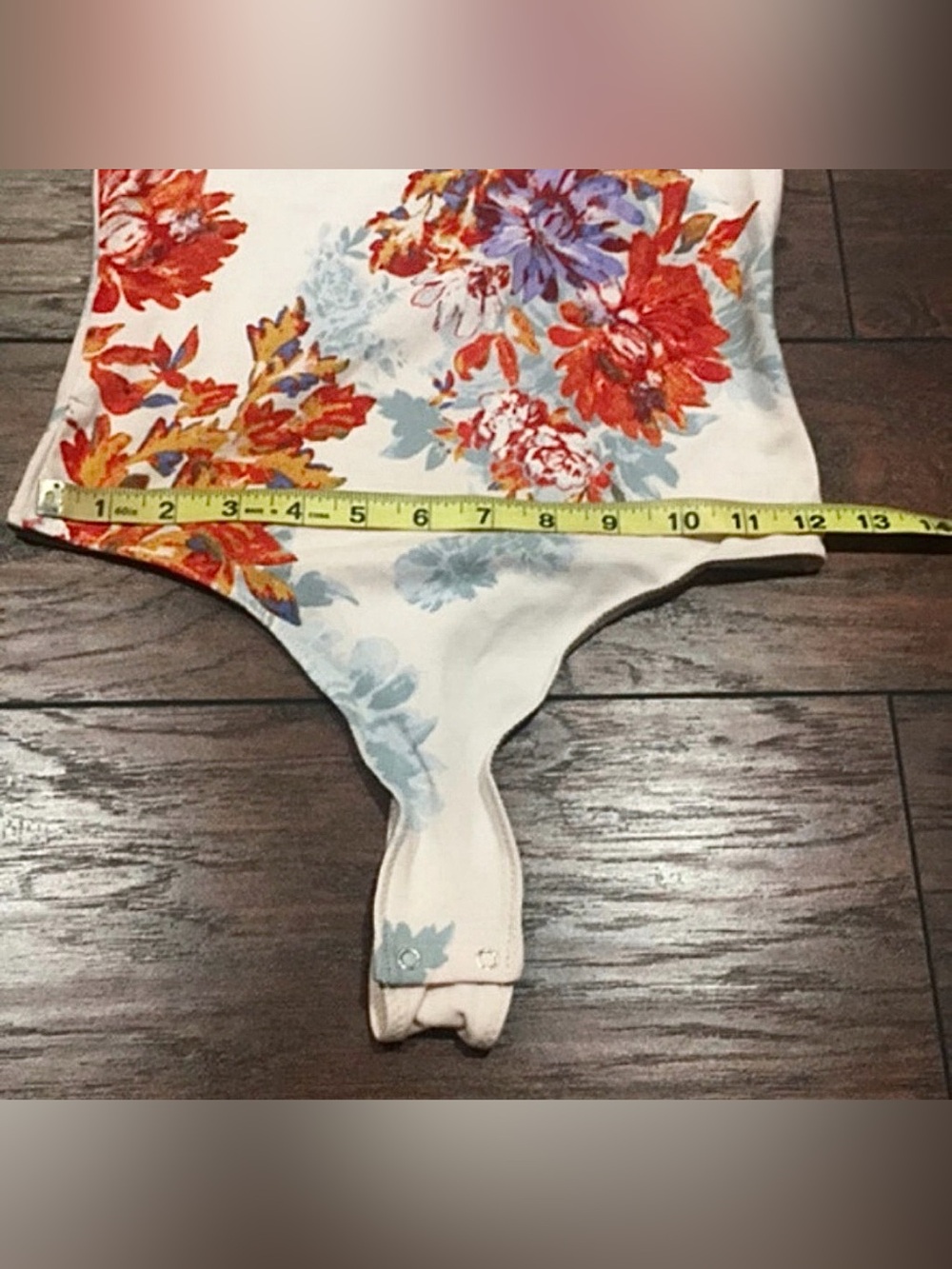 Free People Pixie Ivory Floral Mock Neck Bodysuit XS Boho Keyhole Thong - Picture 7 of 15